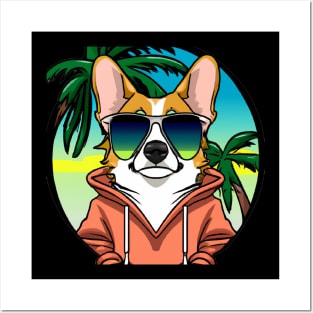 Tropical Beach Corgi Posters and Art